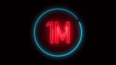 İçinde animasyon '1M' logosu olan parlayan dairesel çerçeve animasyonu, minimalist markalaşma videoları, dijital efektler ve profesyonel video açacakları için mükemmel..