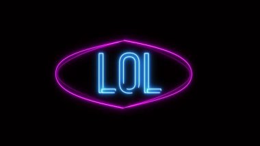 Karanlık bir arkaplan üzerinde neşeli bir parıltı ile animasyon 'lool' metni, komik anlar için mükemmel, mizahi video tanıtımları ve neşeli reaksiyonlar.