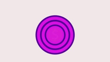 Mavi ve menekşe animasyon hedefi bir dolar sembolüne vurarak hedef başarısını, yatırımını ve iş başarısını gösteriyor..