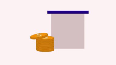 E- ticaret ve fintech yeniliklerini tasvir eden dijital dolar sikkeleri ve web tarayıcısı ile çevrimiçi finans illüstrasyonu.