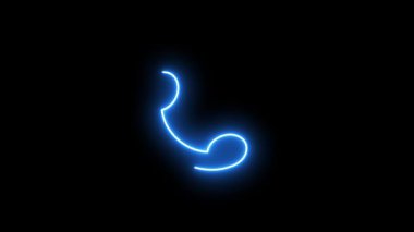 Neon ışıklarda parlayan animasyon telefon ikonu. Gece reklamları ve dijital tasarım için kullanılan telefon işaretlerinin yüksek kalite hareket grafikleri.