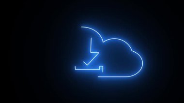 Aşağıya bakan mavi oklu animasyon bulut indirme simgesi. Teknoloji blogları, geliştirici web siteleri, uygulamalar, bulut depolama ve sunucu kavramları için mükemmel.