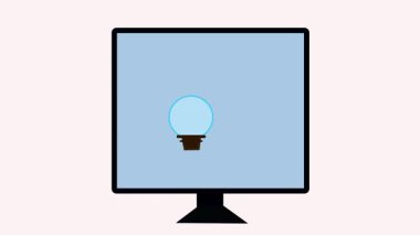 Bilgisayar ekranında dolar işareti olan ampul simgesi animasyonu. Finansal kavramları, yaratıcı fikirleri ve ticari başarıları temsil eden dinamik grafikler.