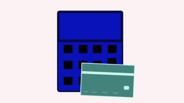 Çevrimiçi ödeme animasyonunun kredi kartı. Hareketli grafikli güvenli işlemler, dijital alışveriş ve modern çevrimiçi ödeme sistemleri gösteriliyor.