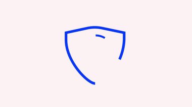 Canlandırılmış neon kalkan ve işaret. Güvenlik, güvenlik ve mahremiyeti simgeleyen parlak hareketli kene işareti.