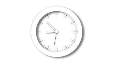 Soyut modern saat animasyonu. Beyaz arkaplanda hareket eden oklar zamanın geçişini soyut analog saat tasarımı ile sembolize ediyor.