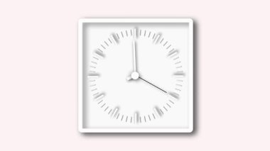 Analog zaman tutmanın modern, temiz ve sanatsal bir yorumunu gösteren bir duvar saatinin minimum soyut hareketi.