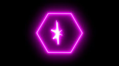 Canlı pembe neon altıgen çerçeveli Bluetooth sembolü. Kablosuz teknolojiyi, dijital ağları veya mobil özellikleri göstermek için ideal.