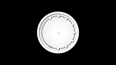 Beyaz duvar saati zamanda hızla ilerliyor. Hızlı ileri geçişler ve zamanla ilgili içerik için siyah arkaplan üzerinde dinamik animasyon.