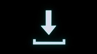 Siyah arkaplanda simge canlandırması indir. Uygulama arayüzleri, yazılım düğmeleri ve dijital kullanıcı deneyimleri için temiz hareket grafiği.