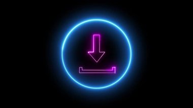 Siyah ekranda parlayan mavi daire simge indirme animasyonu. Yazılım indirmeleri, web siteleri ve kullanıcı arayüzü için modern hareket grafiği.
