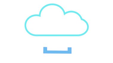 Dosya indirme işlemini gösteren mavi indirme okuyla canlandırılmış bulut, teknoloji ve uygulama görselleri için idealdir.