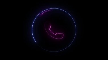 Yüksek kaliteli neon çağrı simgesi canlandırması, gelen arama uyarısını parlayan görsel efektler ve dijital kullanım için temiz modern biçimle gösterir.