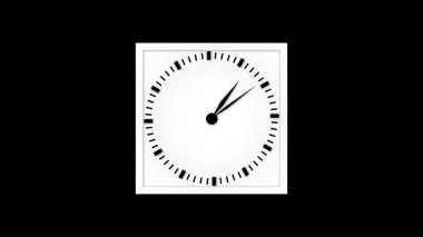 Hızlı elli animasyon saat. Zaman atlaması veya hareket tasarımı için siyah arkaplan üzerinde hızlanan dakika, ikinci ve saat el animasyonu.