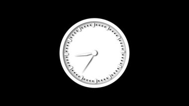 Siyah arka planda yüksek hızlı saat animasyonu. Animasyon dakika, ikinci ve saat elleri hızlandırılmış veya görsel efektler için hızla döngü içinde hareket.