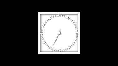 Zaman atlamalı saat animasyonu döngüsü. Hareket tasarımı ve dijital ortam için hızlandırılmış zaman geçişini gösteren siyah bir arkaplanda dönen eller.