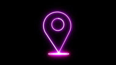 Minimum konum belirleyici animasyon. Dijital haritalar, mobil navigasyon araçları veya coğrafi konumlandırma araçları için beyaz arkaplan üzerindeki GPS simgesi simgesi canlandırması.