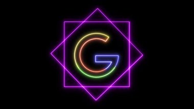 Parlayan neon alfabe g animasyon döngüsü. Hareket tipografisi, görsel kimlik veya tasarım için karanlık arkaplan üzerinde canlı ışık efekti.
