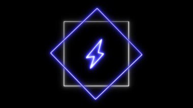 Neon şarjlı batarya animasyon döngüsü. Mobil uygulamalar, teknolojik markalaşma veya dijital ui için siyah arkaplan üzerinde canlı renklere sahip parlayan enerji simgesi.