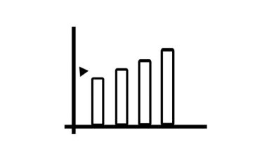 Yukarı ok ile grafik çizelgesi animasyonu. Sunumlar, videolar ve açıklamalar için beyaz zemin üzerinde iş ve mali büyüme simgesi.