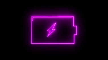 Pil şarj etme animasyonu parlayan bir pil ikonu ile. Enerji görselleri, teknik arayüzler, güç göstergeleri ve ui elementleri için kusursuz döngü.