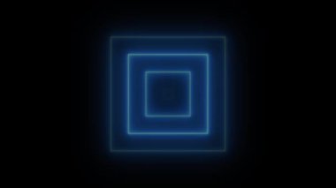 Pürüzsüz hareket ve modern ışık efektleri ile parlayan mavi kare neon animasyonu dijital arkaplan, vj döngüsü veya ui tasarımı için mükemmeldir.