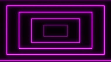 Animasyon menekşe neon karesi döngü hareketinde parlayan kenarları fütürist görseller, teknolojik tanıtımlar veya hareketli grafik elementler için idealdir.