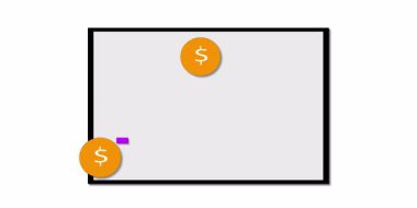 Madeni para sembolüyle finansal istatistikleri gösteren animasyon dizüstü bilgisayar. Fintech, büyüme metrikleri veya ekonomi için mükemmel hareket grafiği.