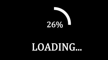 Siyah arkaplanda 0 'dan 100%' e kadar çember çubuk animasyonu yükleniyor. ui tasarımı, teknik videolar ve üstüste bindirmeler için sorunsuz indirme süreci göstergesi.