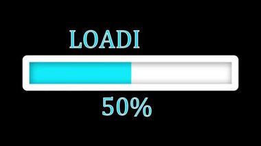 Koyu arkaplanda canlandırılmış yükleme çubuğu. Uygulamalar, web siteleri, hareket grafikleri ve video kaplamaları için temiz ve basit ilerleme göstergesi döngüsü.