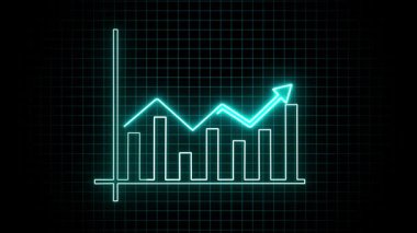 Gerçek zamanlı iniş çıkışları olan dinamik borsa grafiği. Tüccarlar, yatırımcılar ve finansal sunumlar için animasyon iş grafiği.