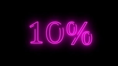 Siyah arka planda% 10 indirimli parlak animasyon. Pazarlama videoları, sosyal medya ve çevrimiçi reklamlar için kusursuz indirimli tanıtım döngüsü.