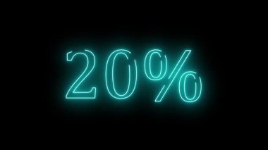 Karanlık arka planda% 20 indirimli animasyon. Ürün tanıtımları, dijital reklamlar ve özel teklif kampanyaları için göz alıcı indirim döngüsü.