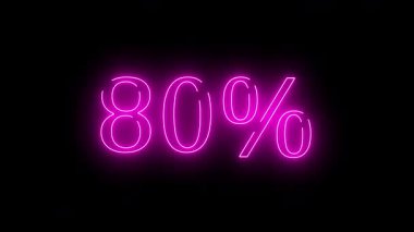 Siyah arka planda% 80 indirimli satış metni döngüsü. Çevrimiçi reklam, sosyal medya ve afişler için şık bir tanıtım grafiği.