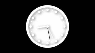 Beyaz duvar saati animasyonu ve tıklayan elleri. Hareket grafikleri, eğitim videoları ve kullanıcı arayüzü tasarım projeleri için kusursuz zaman döngüsü.