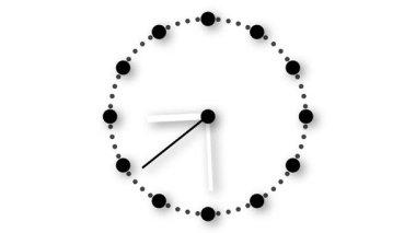 Temiz beyaz duvar saati animasyon döngüsü. Uygulamalar, açıklayıcı videolar ve hareket tasarım projeleri için tıklayan elleri olan minimal ve modern saat yüzü.