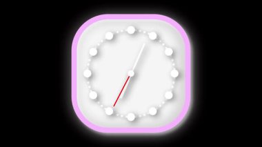 Beyaz analog duvar saati çalışıyor. Eğitimsel içerik, video düzenleme ve arayüz arkaplan ögeleri için hızlandırılmış döngü hareketi.