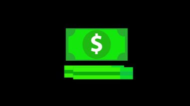 Tasarruf, nakit akışı ve finansal başarıyı temsil etmek için düzgünce birikmiş bir yığın yeşil dolar. Kümelenmiş nakit destelerinin finans, zenginlik ve iş kavramları için yeşil dolar banknotları içeren döngülü animasyonu.