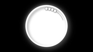 Siyah ekranda modern beyaz saat yarışı. Zaman geçişini gösteren minimalist hızlı saat. Siyah arkaplanda beyaz saat ilerliyor.