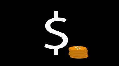 Altın paralar ticari mali büyümeyi gösteren animasyonlar. Para ve iş teması için altın sikke animasyonu. Parlak altın para animasyonu temiz karanlık arka planda.