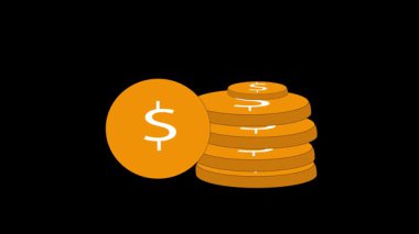 Parlayan altın paralarla finansal başarı animasyonu. Zenginlik sembolü animasyonu. İçinde altın para var. Parlak altın para finansal başarıyı ve büyümeyi temsil ediyor..