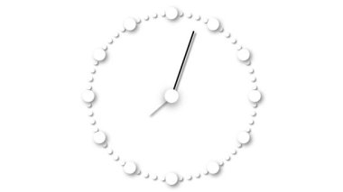 Sürekli hareket eden oklarla temiz analog saat animasyonu. Pürüzsüz hareket eden okları olan minimalist analog saat. Soyut analog saat yüz üzerinde düzgün hareket eden ok animasyonu.