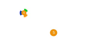 Finans genel değerlendirmesi için bar ve pasta grafiği animasyonu. Finans simgeleriyle turta ve bar çizelgesi animasyonu. Pasta grafiklerini gösteren ve para birimi sembollü çubuk grafiklerini büyüten animasyon finans veri görsellemeleri.