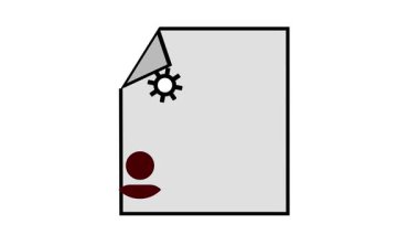 Onaylama sürecini gösteren onay işareti ve profil sembollü belge simgesi. Profil doğrulama canlandırması onay ve belge ile. Belge ve kullanıcı simgesi ile onay süreci canlandırması.