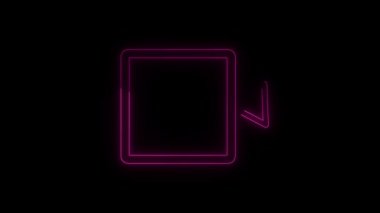 Video kamera ikonu hareketi grafiği. Siyah arkaplanda gelecekçi neon video animasyonu. Parlak kenarlı Retro neon video simgesi animasyonu. En küçük neon görüntü simgesi parlıyor.