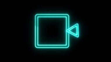 Video yakalamayı temsil eden animasyon kamera simgesi. Dijital fütüristik animasyonlu neon video sembolü. Klasik neon ışıklı video animasyon döngüsü. İnce parıltılı küçük neon video simgesi.