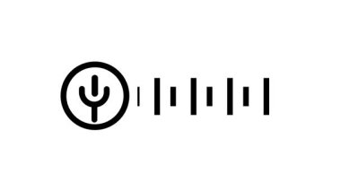 Neon ışıkları olan canlı podcast mikrofon ikonu. Akıllı cihazlar için teknik-stil neon mikrofon animasyonu. Podcast markalaşması için parlayan mikrofon sembolü canlandırması.