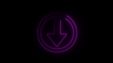 Hareket etkisine sahip dijital indirme ok simgesi. İndirme için animasyonu gösteren basit bir ok. Ok simgesi canlandırması indir.