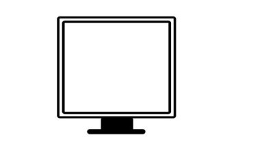 Youtube oynatma düğmesi ile parlayan animasyon monitörü. Masaüstü monitör animasyonunda Youtube video çalma simgesi. Bilgisayar ekranında parlayan youtube çalma düğmesi.