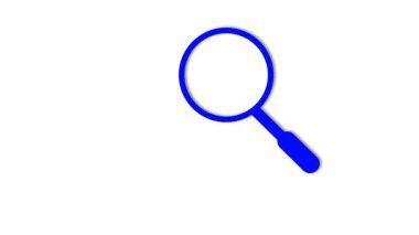 Beyaz arka plandaki mavi büyüteç arama ve keşfi temsil ediyor. Dijital UI için modern mavi büyüteç sembolü. Veri araması için mavi büyüteç grafiği.